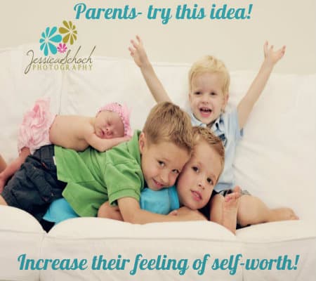 A group of kids posing for a picture with text above and below them.