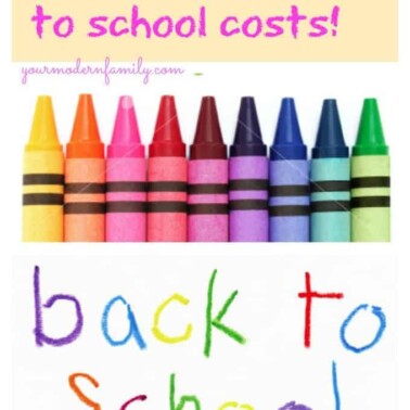 A back to school social media ad with crayons and text above them.