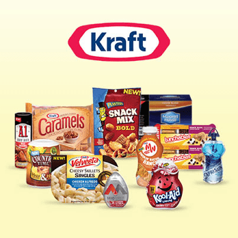 A variety of Kraft products on a table.