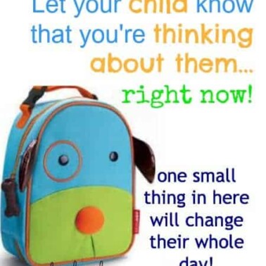 A lunchbox with text around it.
