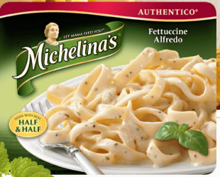 A box of Michelina\'s Fettuccine Alfredo.