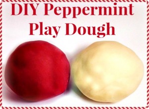 Two balls of play dough, one red and one white with text above them.
