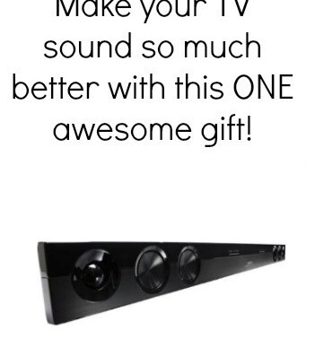 A Soundbar with text above it.