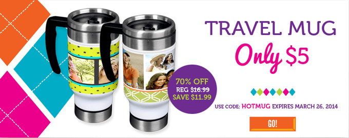 A social media post with travel mugs with photos on them.