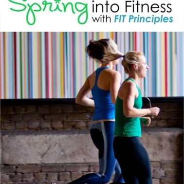 A woman jogging together with text above them.