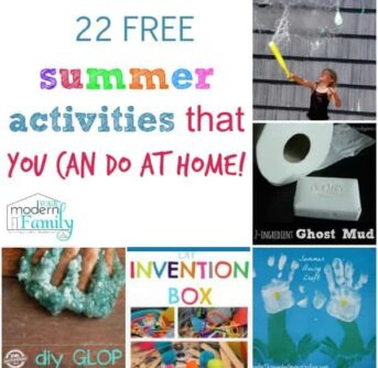 A collage of summer time activities with text beside it.