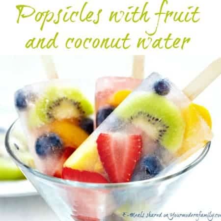 mixed popsicles with fruit and coconut water