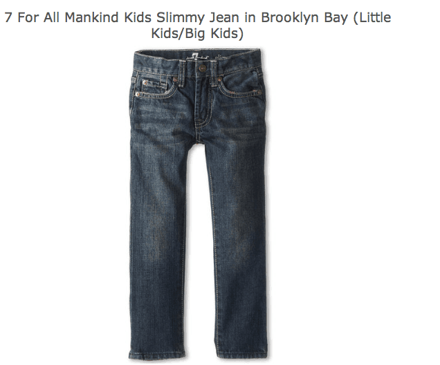 A pair of blue jeans with text above them.