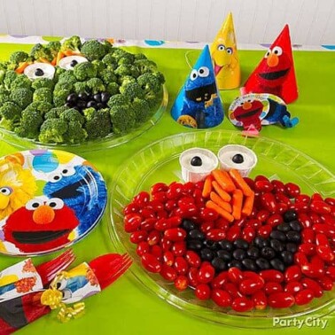 A close up of many different types vegetables made into different characters.