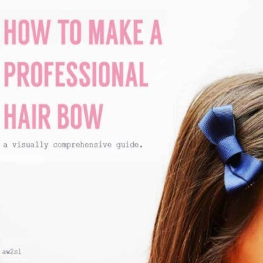 A side view of a girl's hair with a bow in it and text next to her.