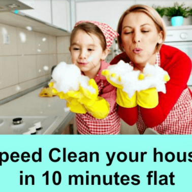 A woman and little girl wearing rubber gloves while blowing soap bubbles off of them and text below them.