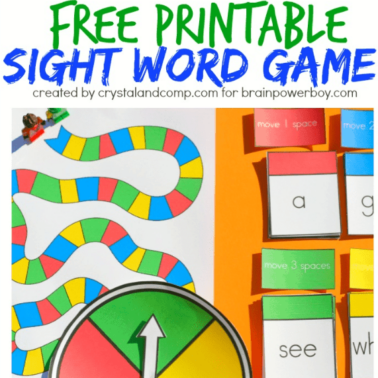 Printable sight word game advertisement.