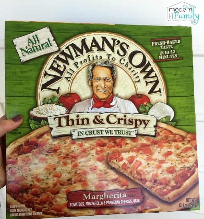 A box of Newman\'s Own pizza.