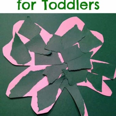 A close up of Paper Shamrock craft for toddlers.