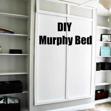 A Murphy Bed closed up into the wall.