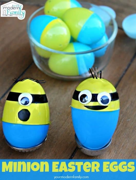 Plastic eggs decorated like Minions.