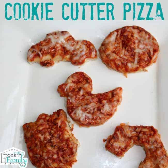 Pizza cut into kid friendly shapes.