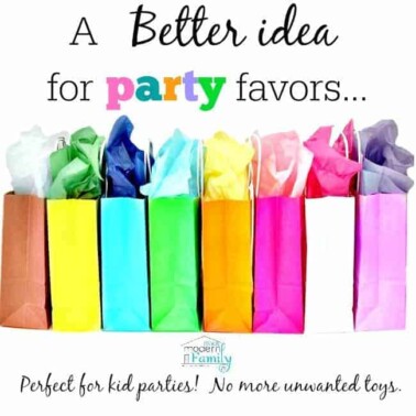 A group of colorful gift bags with text above them.