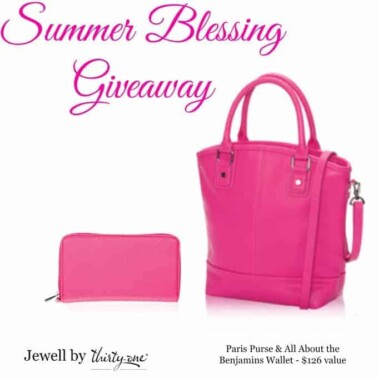 A close up of a pink purse and wallet with text above them.