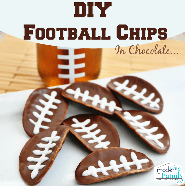 diy football chips in melted chocolate - football pringles