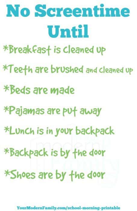 Screen shot list of chores.