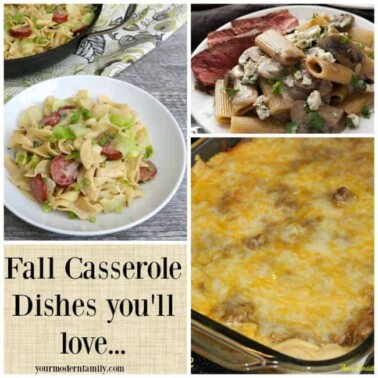 A collage of fall casserole dishes.
