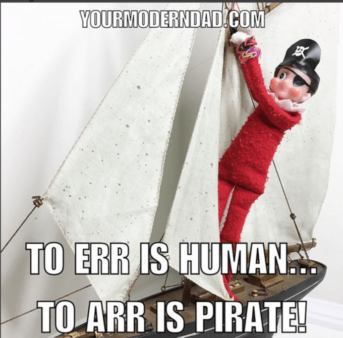 funny pirate elf on the shelf idea