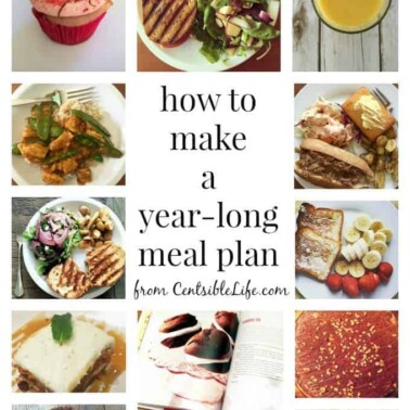 A collage of foods with text in the center.