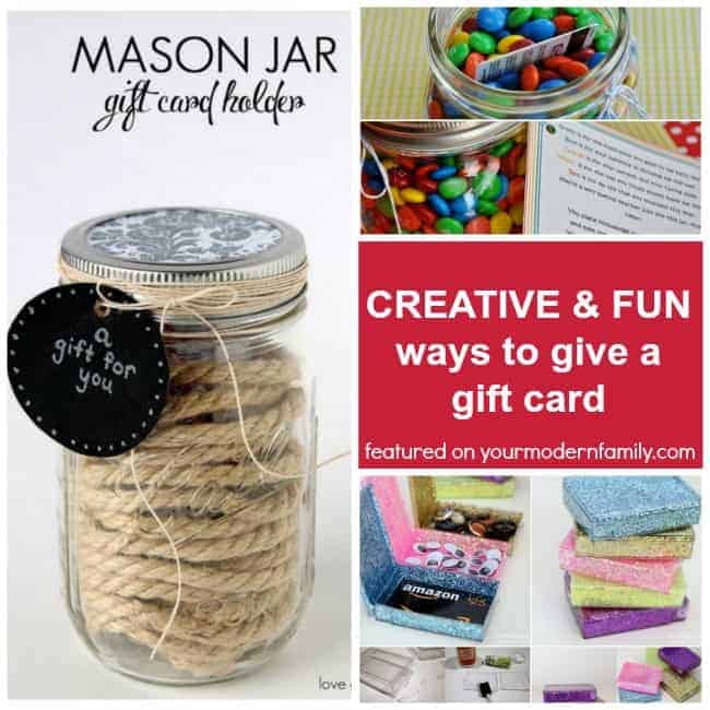 A collage of fun ways to give a gift card.