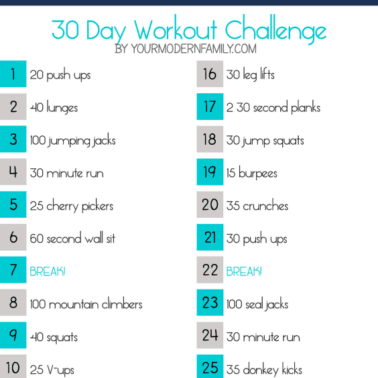Text about 30 day work out challenge.
