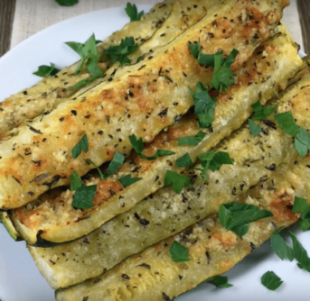 A plate of Baked Parmesan Zucchini.