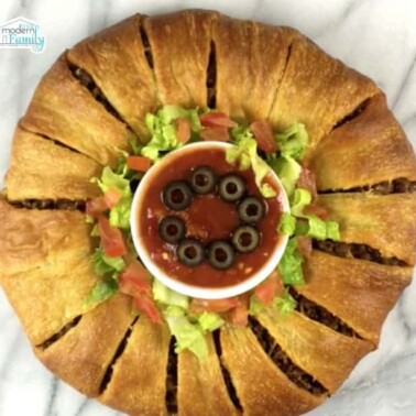 Taco ring made from crescent rolls.