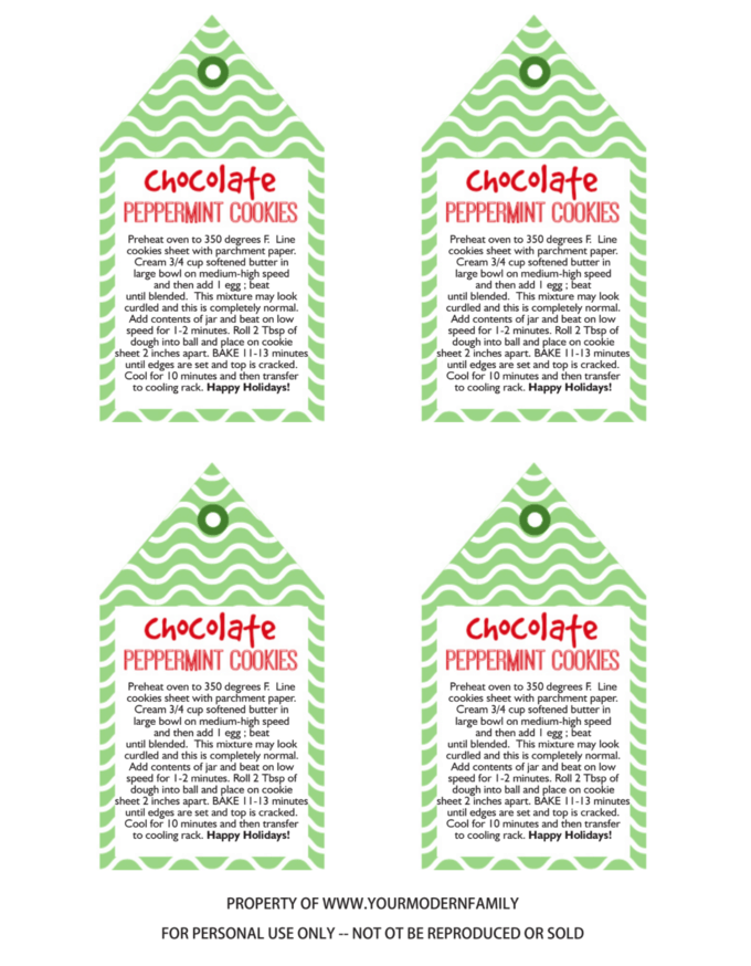 Recipe tags in Christmas themed paper.