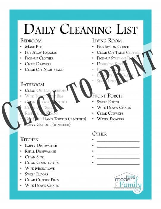 Daily Cleaning List To Clean Every Room Free Printable Your Modern Family,Gold Black And White Table Setting