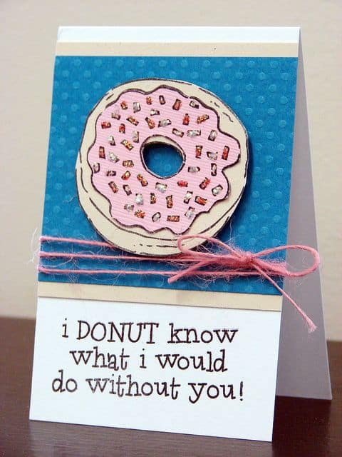 A donut themed Valentine card.