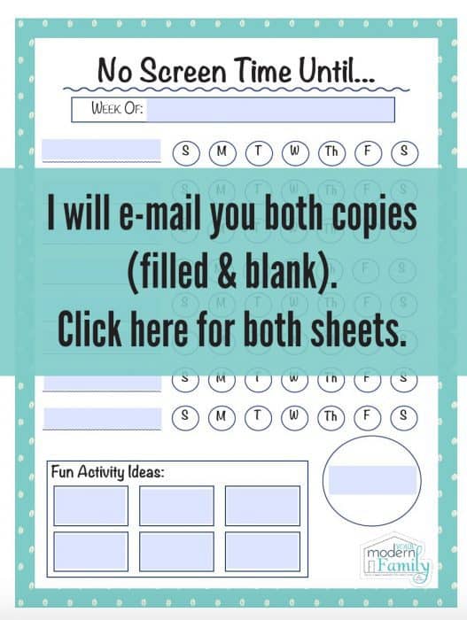 pin for no screen time for kids until printable