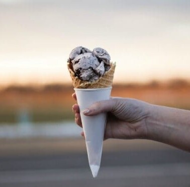 Close up of a ice cream cone.