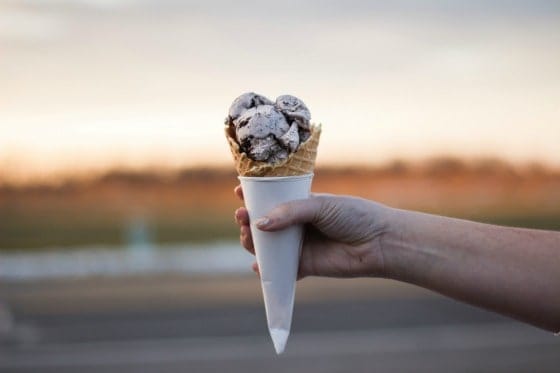 Close up of a ice cream cone.