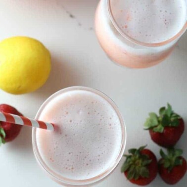 Frozen strawberry Lemonade drink in glasses