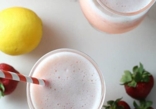 Frozen strawberry Lemonade drink in glasses