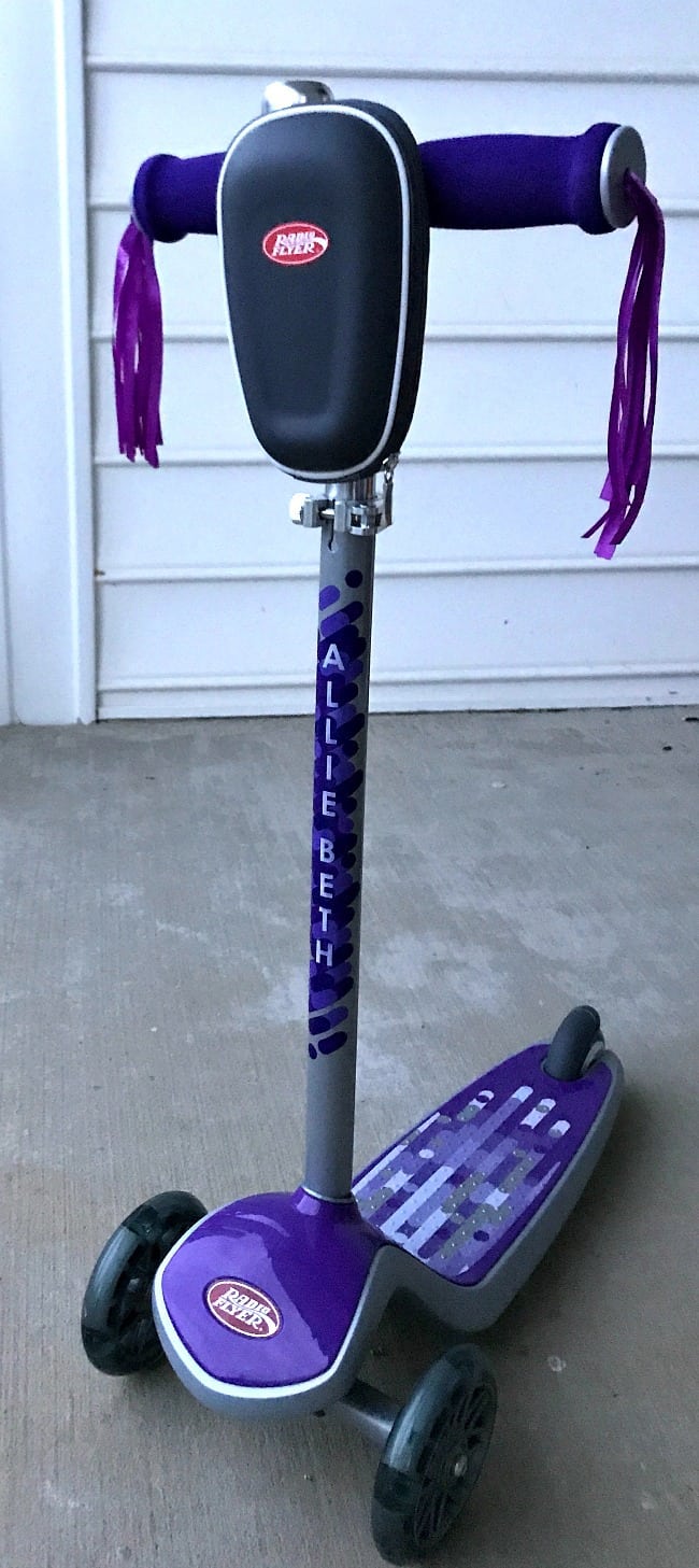 Picture of a purple scooter.