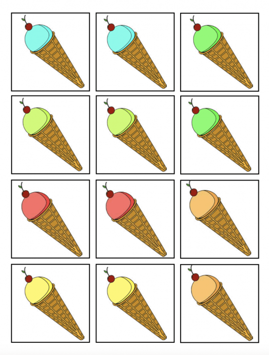 A matching game with ice cream cones.