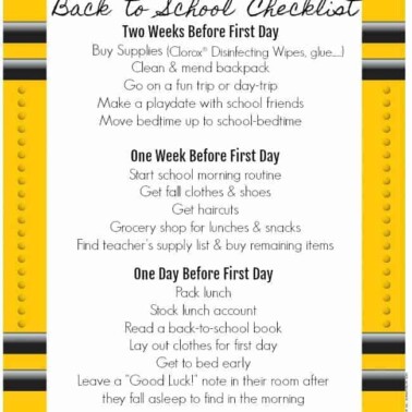 School check lists made to look like a school bus.