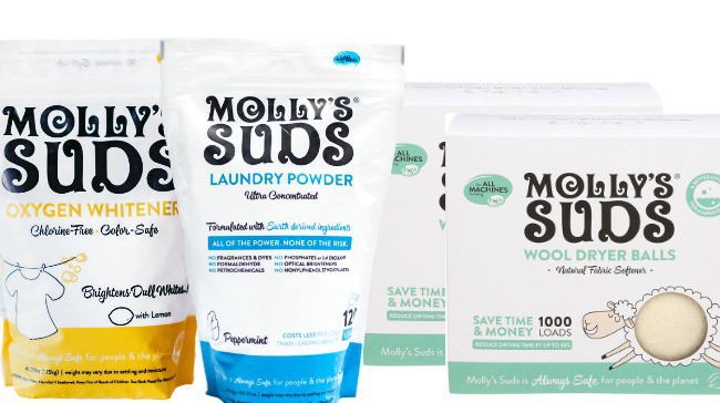 A variety of Molly\'s Suds products.
