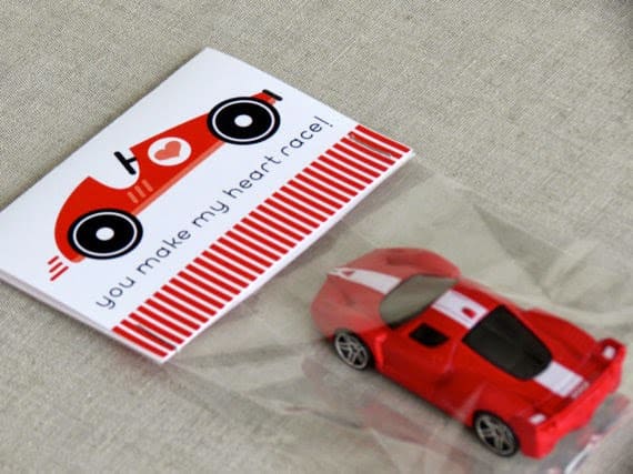 Toy car Valentine's Day Card Ideas for Kids