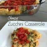 A close up of Cheesy Zucchini Casserole on a table.