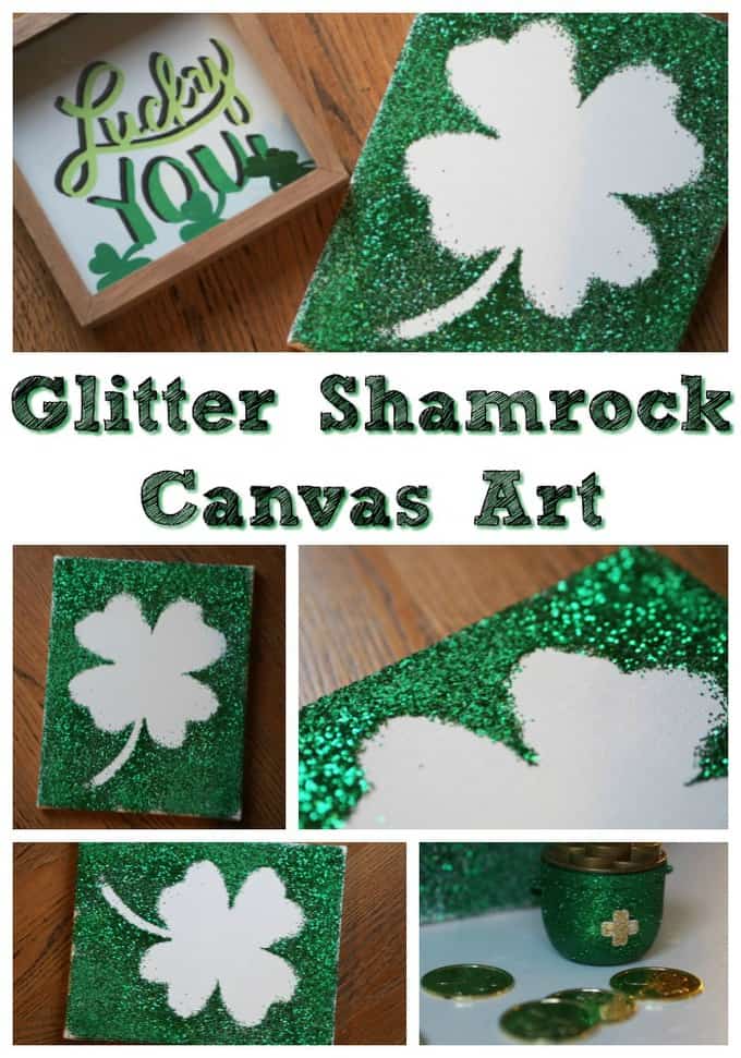 DIY Glitter Shamrock Canvas Art