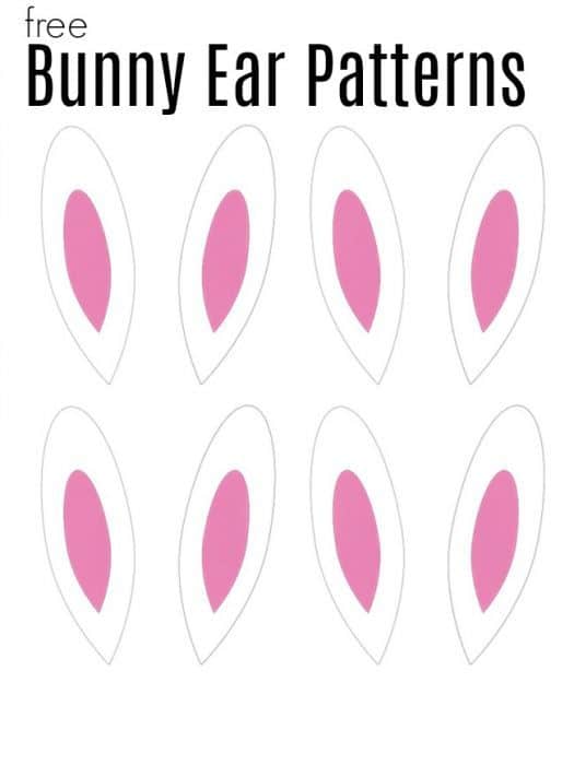 White paper with pink templates of bunny ears with text above them.