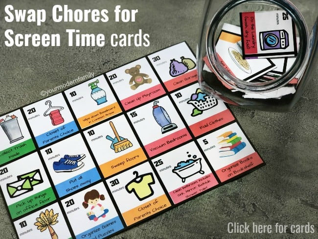 swap chores for screen time