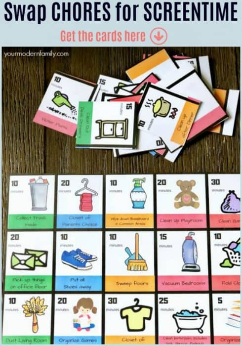 chores for screentime cards